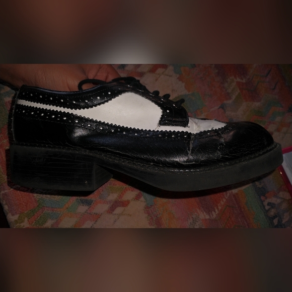 Vintage Y2K City Snappers Classic Black and White Chunky Oxford Shoes 6.5 - Picture 4 of 9